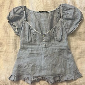 Brandy Melville blue linen shirt